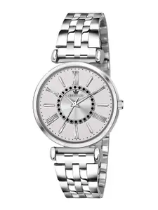 CRESTELLO Women Silver-Toned Brass Dial & Silver Toned Bracelet Style Watch CR-WT111
