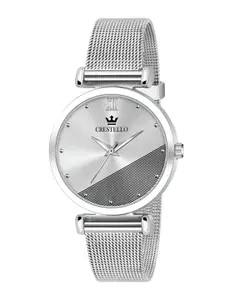 CRESTELLO Woman Silver-Toned Brass Dial & Silver Toned Bracelet Style Straps Watch