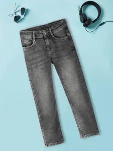 U.S. Polo Assn. Kids U S Polo Assn Kids Boys Grey Slim Fit Heavy Fade Stretchable Jeans