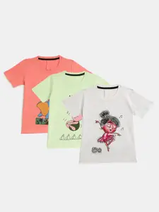 YK Girls Pack of 3 Printed T-shirts