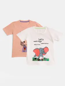 YK Girls Pack of 2 Printed T-shirts