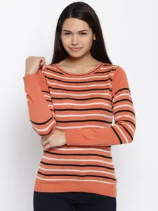 Park Avenue Orange & Black Striped Sweater