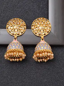 AVANT-GARDE PARIS Gold-Plated Grey Dome Shaped Jhumkas Earrings