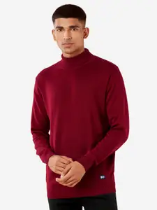 The Souled Store Men Red Turtle Neck Cotton Pullover