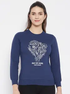 Duke Women Teal Printed Sweatshirt