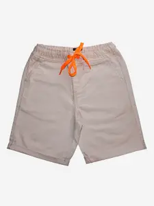 KiddoPanti Boys Beige Striped Pure Cotton Shorts