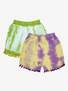 KiddoPanti Girls Pack of 2 Printed Shorts