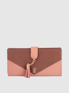 Baggit Women Pink & Brown Colourblocked Envelope Wallet