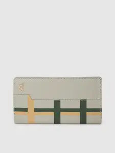 Baggit Women Mint Green Checked Two Fold Wallet