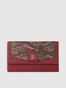 Baggit Women Red Textured Three Fold Wallet