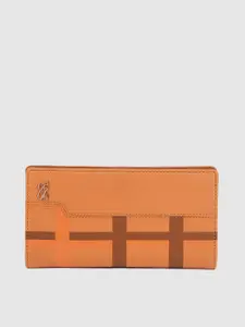Baggit Women Orange & Brown Checked Two Fold Wallet