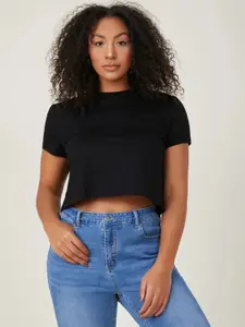 Uptownie Lite Black Stretchable Fitted Basic Top