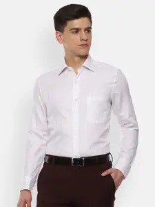 Louis Philippe Men White Striped Formal Shirt