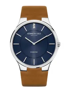 Kenneth Cole Men Blue Dial & Brown Leather Straps Analogue Watch KCWGA2122701MN