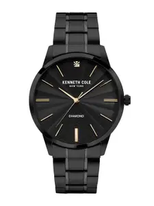 Kenneth Cole Men Black Dial & Stainless Steel Bracelet Style Straps Analogue Watch