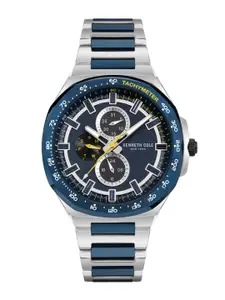 Kenneth Cole Men Blue Dial & Multicoloured Stainless Steel Bracelet Style Straps Analogue Watch