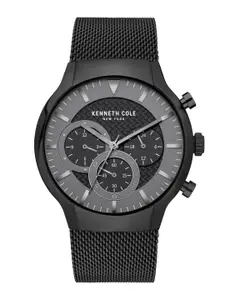 Kenneth Cole Men Black Dial & Black Stainless Steel Straps Analogue Watch KCWGK2123303MN
