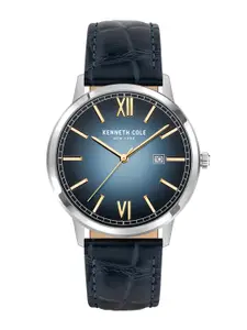 Kenneth Cole Men Blue Dial & Leather Straps Analogue Watch