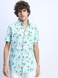 HIGHLANDER Men Green Slim Fit Floral Printed Casual Shirt