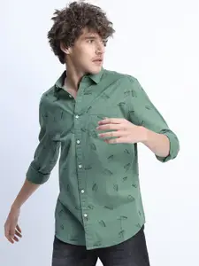 HIGHLANDER Men Green Slim Fit Printed Casual Shirt