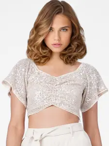 ONLY White Embellished Crop Top
