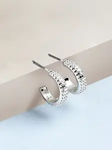 AMI Silver-Toned Contemporary Half Hoop Earrings