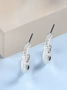 AMI Silver-Toned Contemporary Half Hoop Earrings