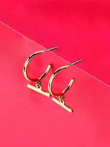 AMI Gold-Plated Contemporary Half Hoop Earrings