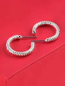 AMI Silver-Toned Contemporary Hoop Earrings