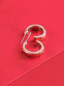 AMI Rose Gold Contemporary Half Hoop Earrings