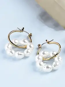 AMI Gold-Toned Contemporary Linked Hoop Earrings