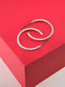 AMI Silver-Toned Contemporary Half Hoop Earrings