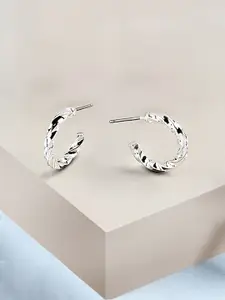 AMI Silver-Toned Contemporary Half Hoop Earrings