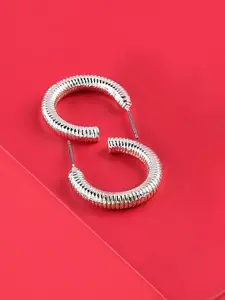 AMI Silver-Toned Contemporary Half Hoop Earrings