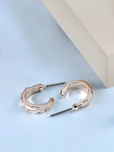 AMI Rose Gold Contemporary Half Hoop Earrings