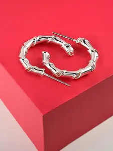 AMI Silver-Toned Contemporary Half Hoop Earrings