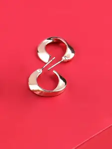 AMI Rose Gold Contemporary Half Hoop Earrings