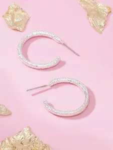 AMI Silver-Toned Contemporary Half Hoop Earrings