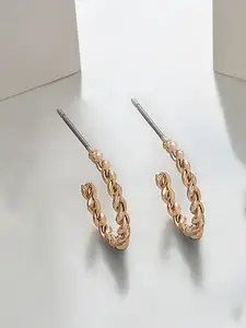 AMI Gold-Toned Contemporary Half Hoop Earrings