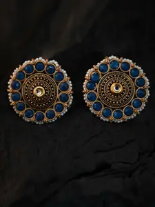 justpeachy Blue & Rose Gold Classic Studs Earrings