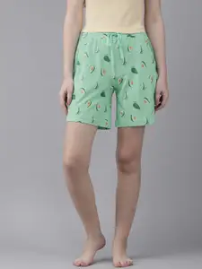 Van Heusen Women Avacado Print Functional Pocket Superior Drape Lounge Shorts
