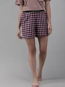 Van Heusen Women Checked Mid Rise Elasticated Lounge Shorts