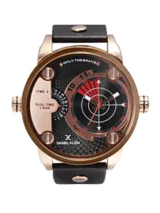 Daniel Klein Premium Men Gunmetal-Toned Dual-Time Dial Watch DK11114-1