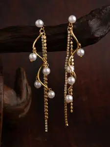 E2O Gold-Toned Contemporary Drop Earrings