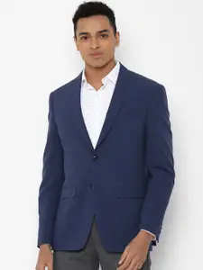 Allen Solly Men Navy Blue Solid Single-Breasted Slim-Fit Formal Blazer