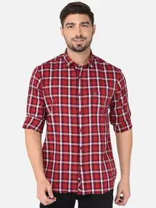 Oxemberg Men Red Classic Slim Fit Checked Casual Shirt