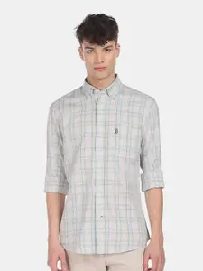 U.S. Polo Assn. U S Polo Assn Men Green Tartan Checked Casual Shirt