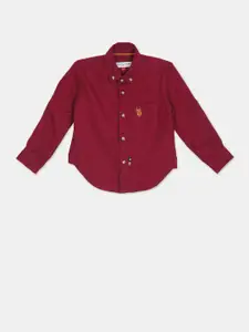 U.S. Polo Assn. Boys Red Solid Casual Shirt