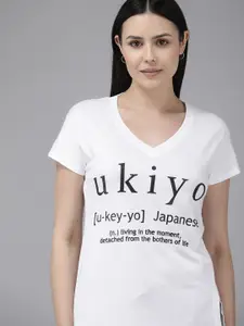 Van Heusen Typography Printed V-Neck Short Sleeves Lounge Top