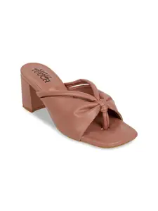 SHUZ TOUCH Nude-Coloured Block Sandals